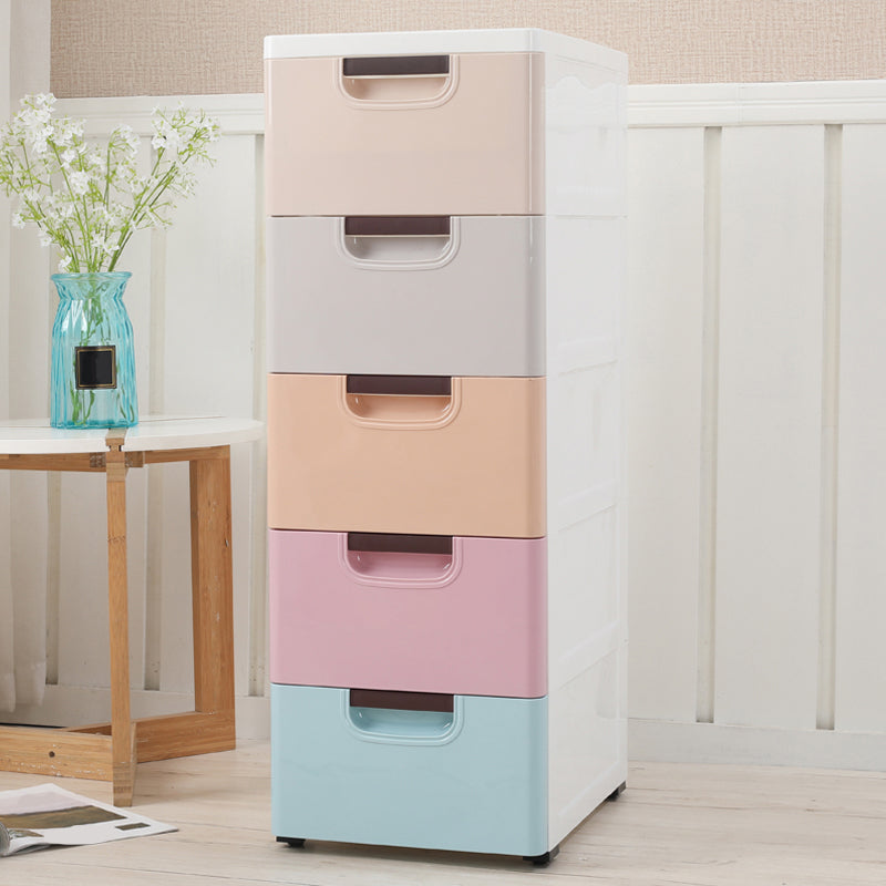 Scandinavian Vertical Kids Dresser Set Plastic Nursery Dresser with Drawers