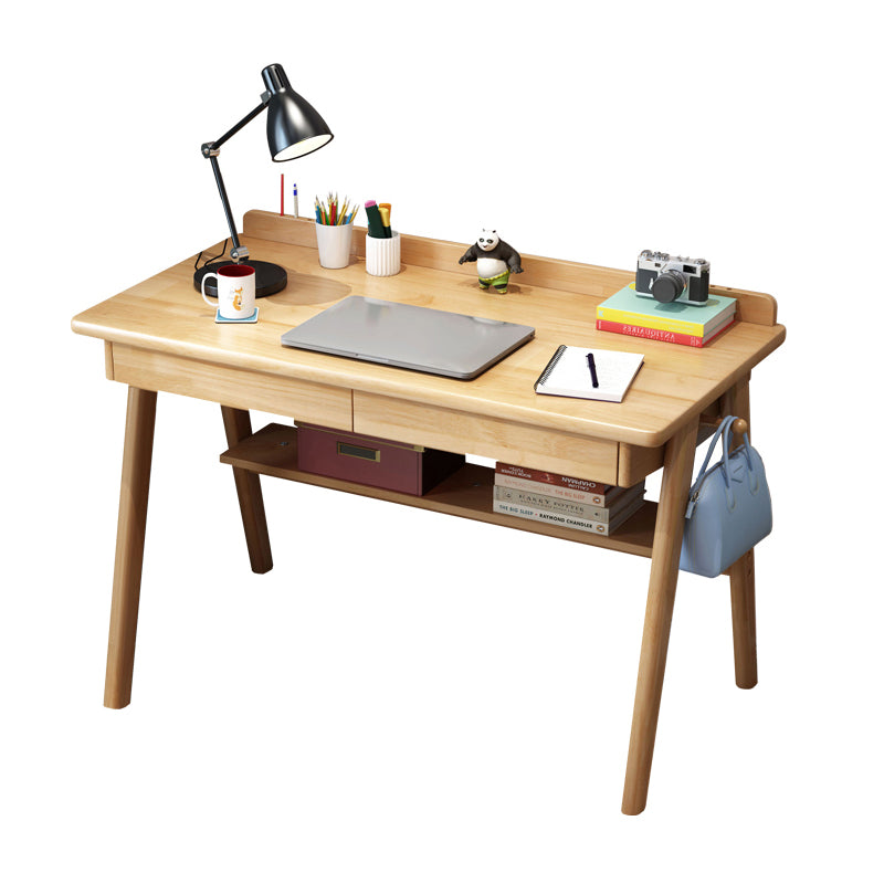 Solid Wood Writing Desk and Chair Kids Desk with Drawers and Shelf