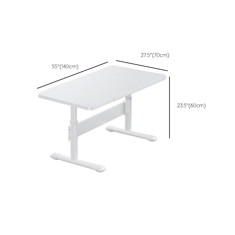 Wooden Table Top Desk Metal Base Adjustable Child Desk in White