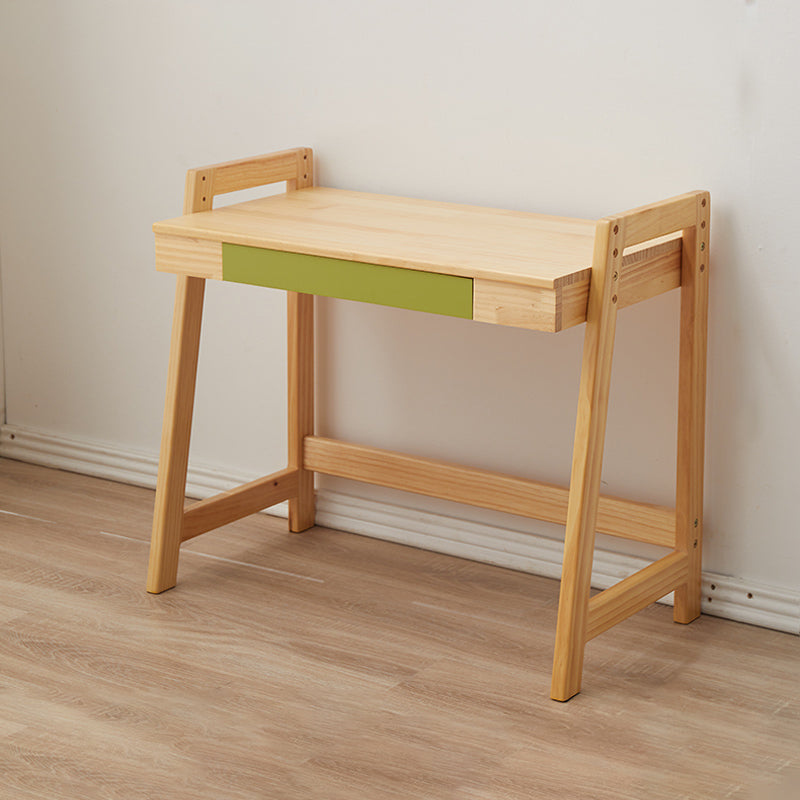 Modern Solid Wood Desk and Chair Kids Adjustable Desk with Drawer