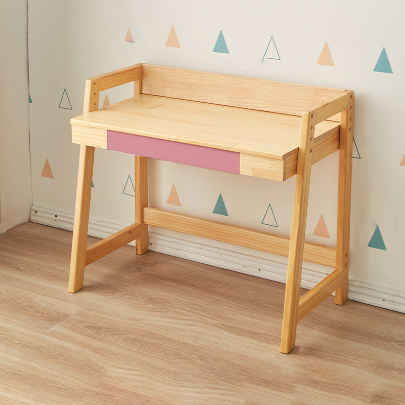 Modern Solid Wood Desk and Chair Kids Adjustable Desk with Drawer