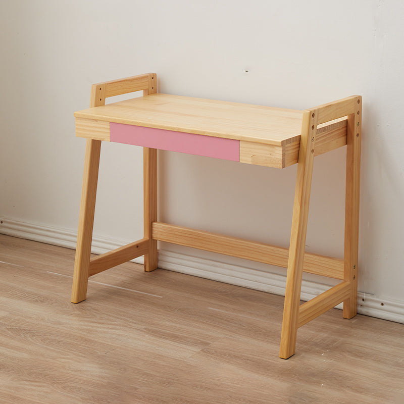 Modern Solid Wood Desk and Chair Kids Adjustable Desk with Drawer