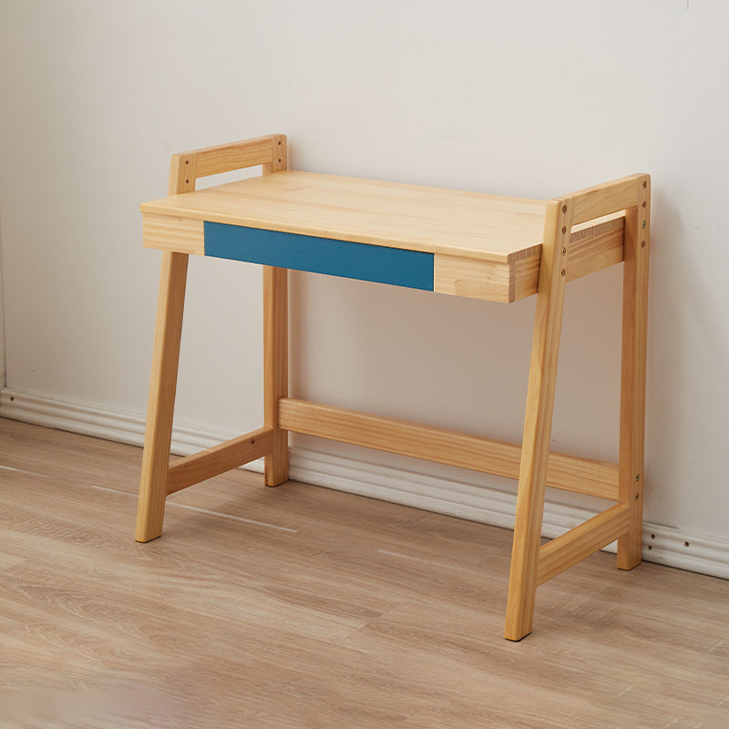 Modern Solid Wood Desk and Chair Kids Adjustable Desk with Drawer