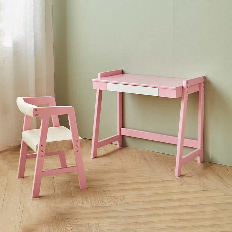 Modern Solid Wood Desk and Chair Kids Adjustable Desk with Drawer