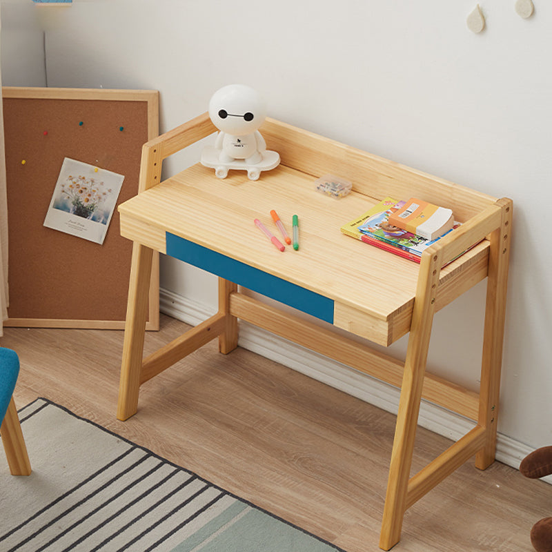 Modern Solid Wood Desk and Chair Kids Adjustable Desk with Drawer