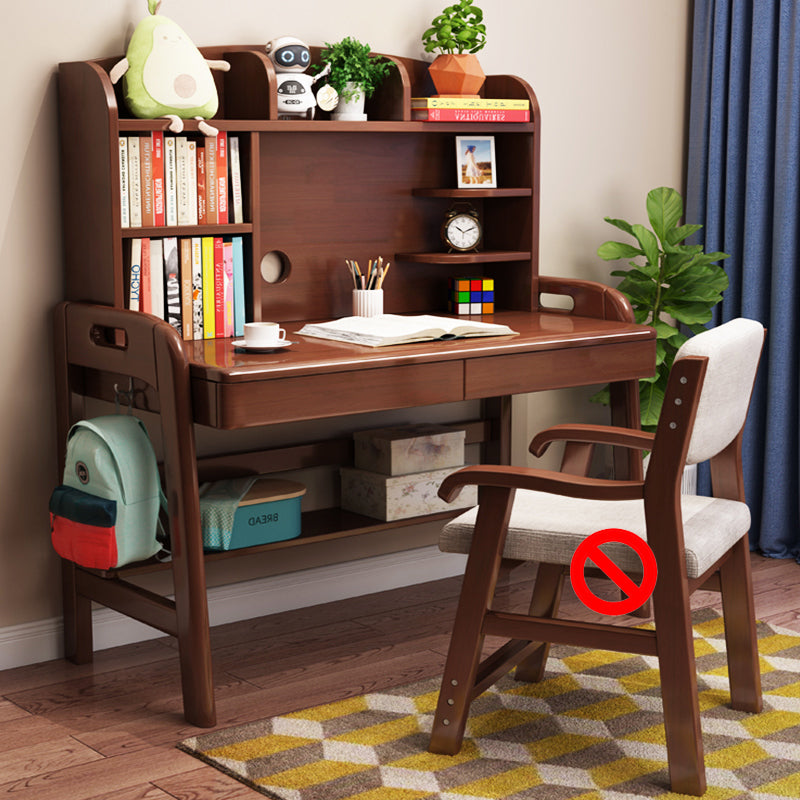 Adjustable Writing Desk with Hutch Wood Kids Desk and Chair Set