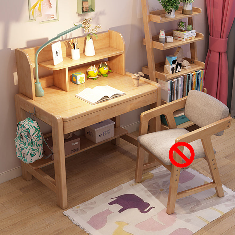 Wood Writing Desk and Chair Set Adjustable Children's Desk with Hook