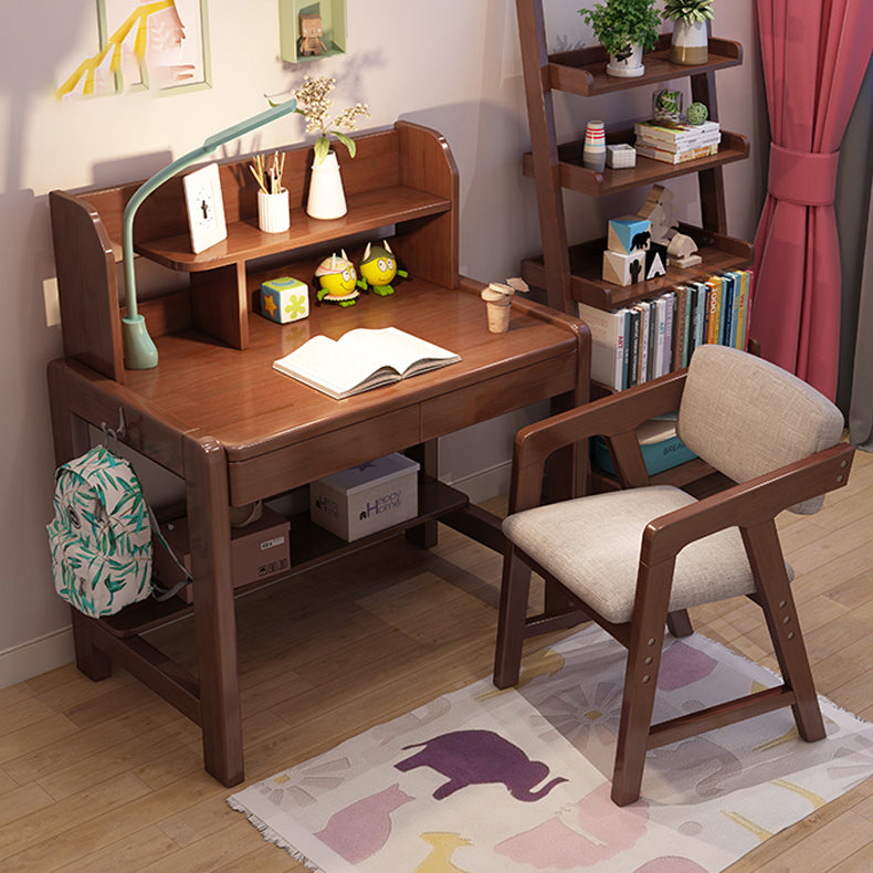 Wood Writing Desk and Chair Set Adjustable Children's Desk with Hook