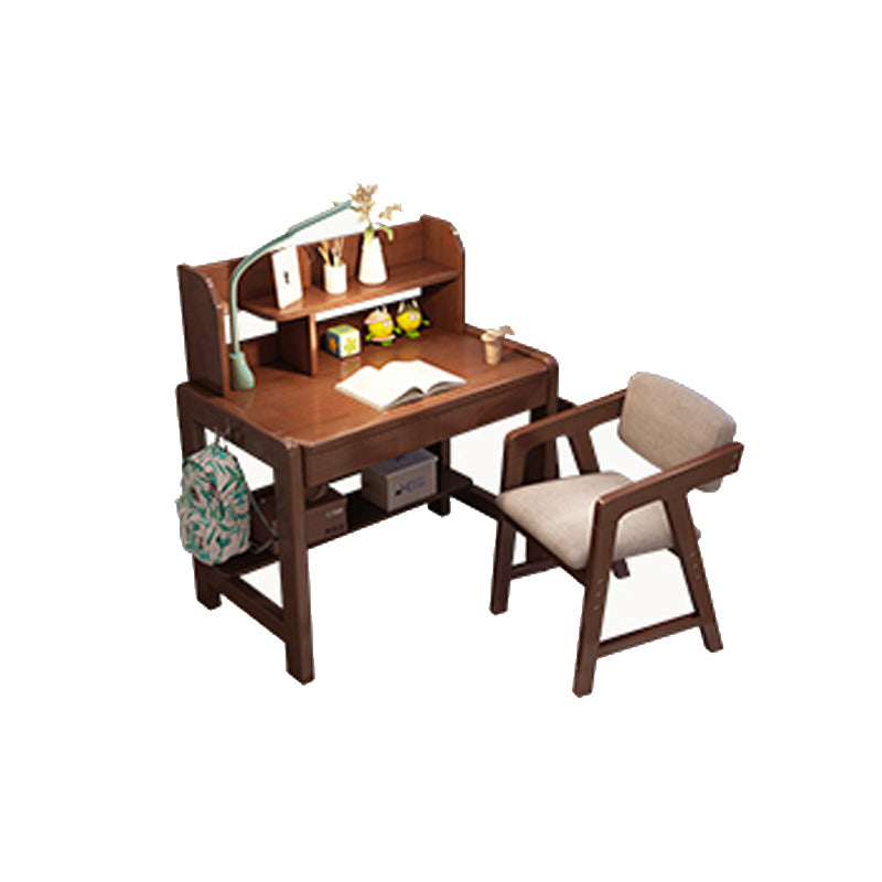 Wood Writing Desk and Chair Set Adjustable Children's Desk with Hook