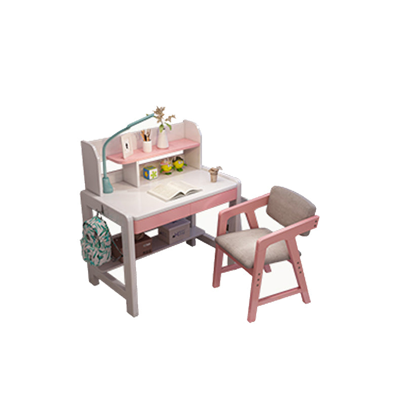 Wood Writing Desk and Chair Set Adjustable Children's Desk with Hook