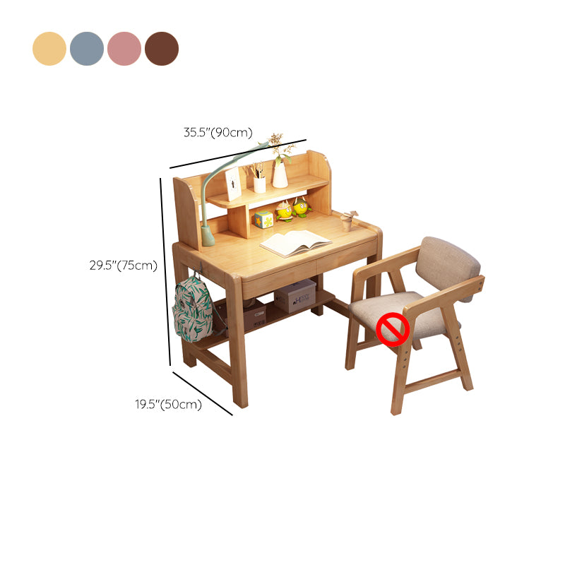 Wood Writing Desk and Chair Set Adjustable Children's Desk with Hook