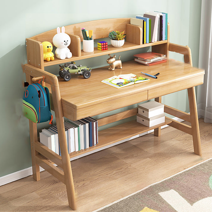 Natural Solid Wood Children's Desk with 2 Drawers Desk & Chair