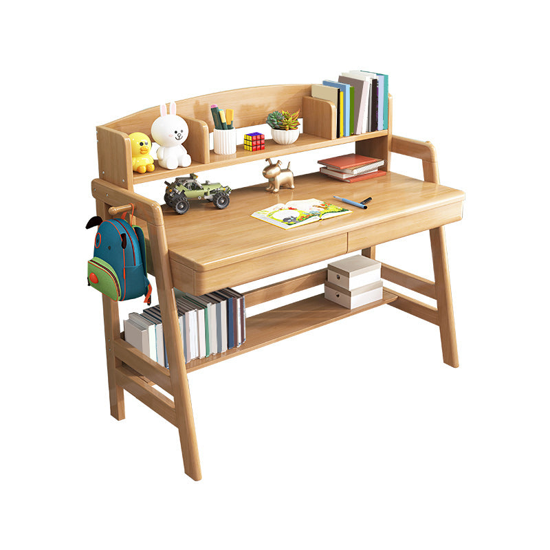 Natural Solid Wood Children's Desk with 2 Drawers Desk & Chair