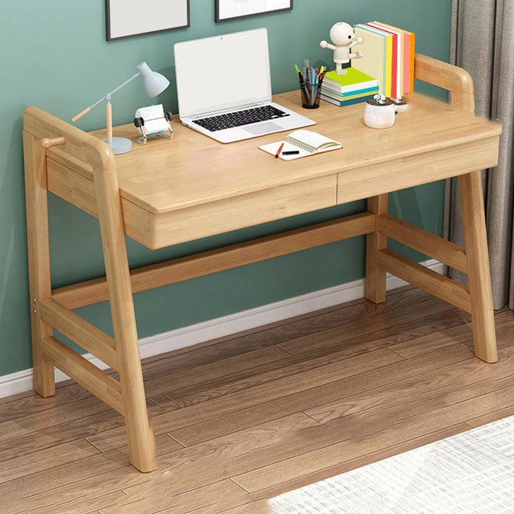 Natural Solid Wood Children's Desk with 2 Drawers Desk & Chair