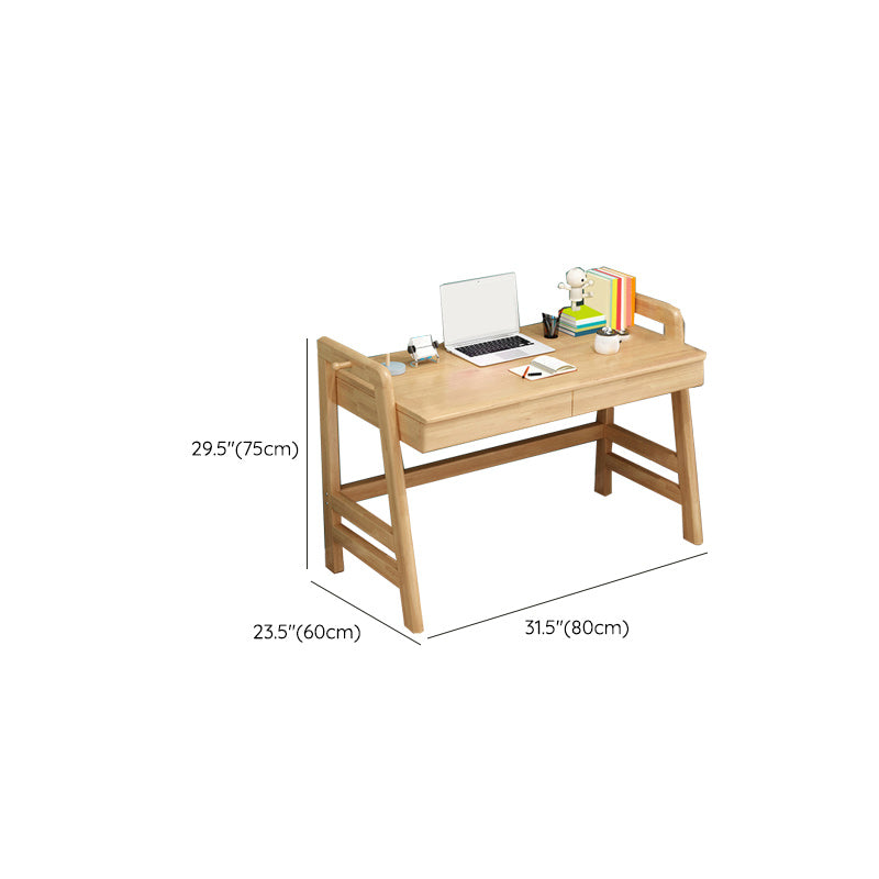 Natural Solid Wood Children's Desk with 2 Drawers Desk & Chair