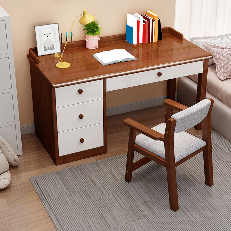 Children's Desk with 4 Storage Drawers in Solid Wood Writing Desk