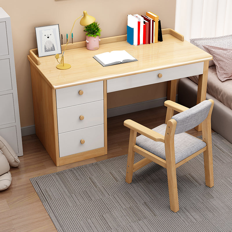 Children's Desk with 4 Storage Drawers in Solid Wood Writing Desk