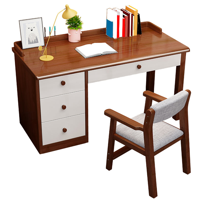 Children's Desk with 4 Storage Drawers in Solid Wood Writing Desk