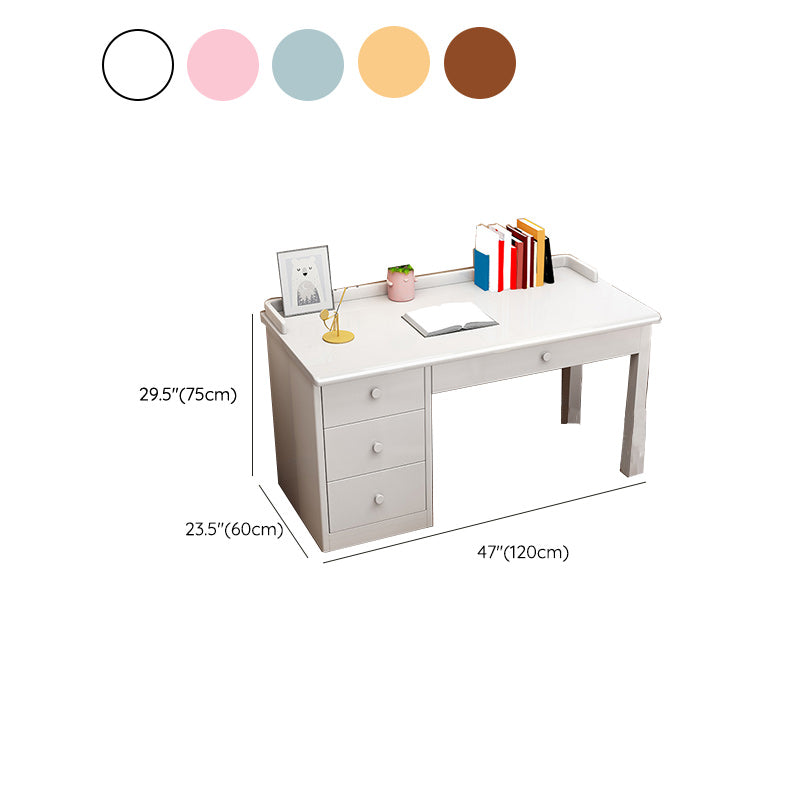 Children's Desk with 4 Storage Drawers in Solid Wood Writing Desk