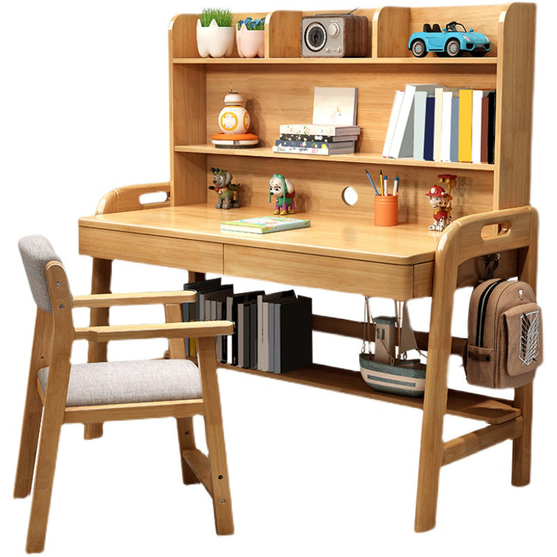 Nordic Rubber Wood Study Desk Multifunctional Lifting Desk with Drawer Home Computer Desk