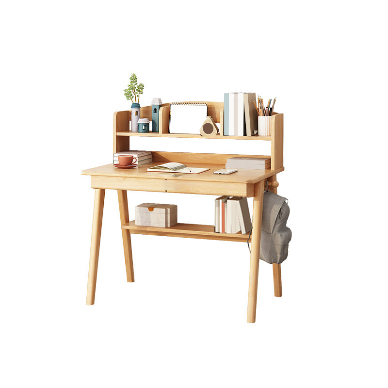 Bedroom Writing Desk and Chair Set Solid Wood Child Desk with Drawers