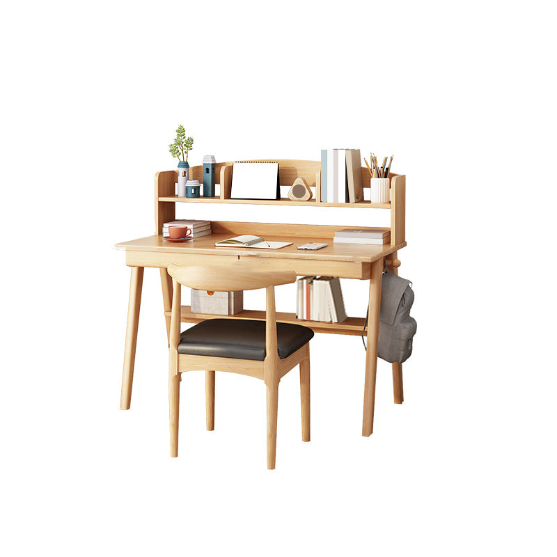 Bedroom Writing Desk and Chair Set Solid Wood Child Desk with Drawers