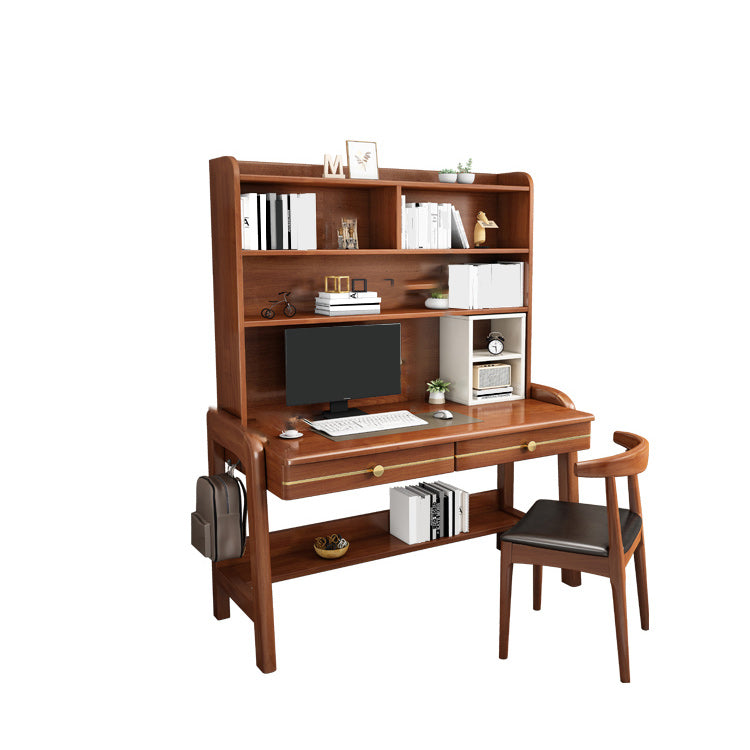 Solid Wood Study Desk Adjustable Desk with Chair Set with Storage Drawers