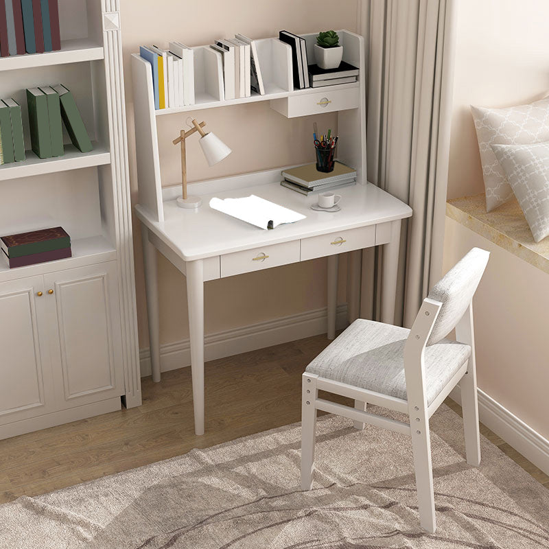 Modern Writing Desk with Storage and Drawer Solid Wood Desk with Chair