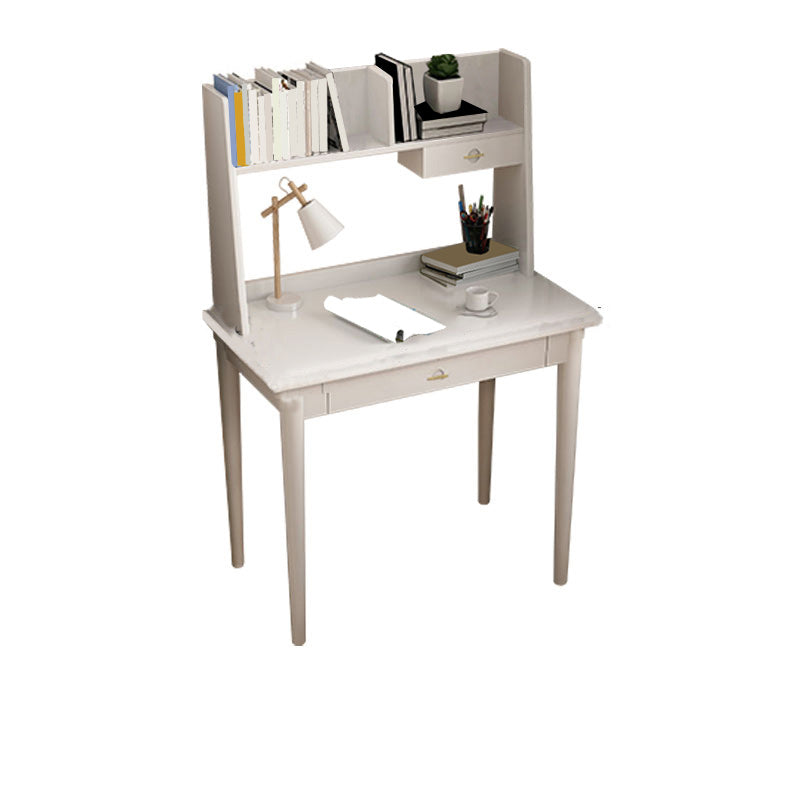 Modern Writing Desk with Storage and Drawer Solid Wood Desk with Chair