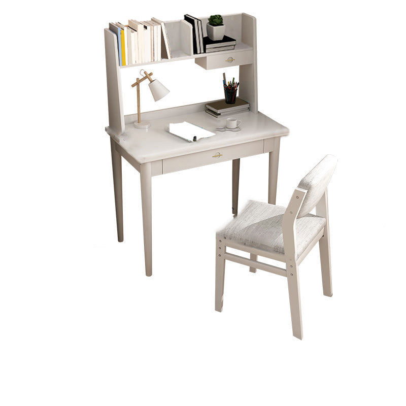 Modern Writing Desk with Storage and Drawer Solid Wood Desk with Chair