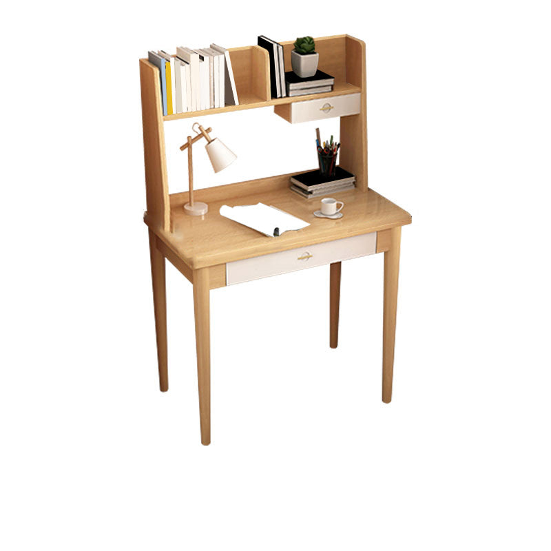 Modern Writing Desk with Storage and Drawer Solid Wood Desk with Chair