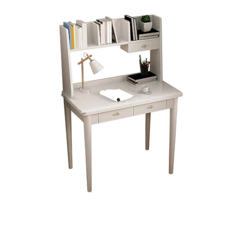 Modern Writing Desk with Storage and Drawer Solid Wood Desk with Chair