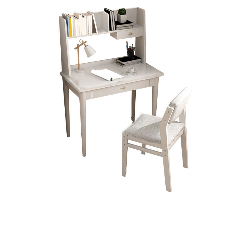 Modern Writing Desk with Storage and Drawer Solid Wood Desk with Chair