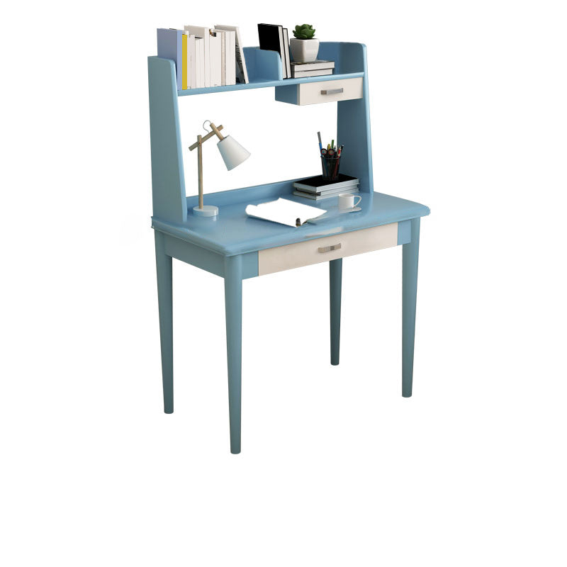 Modern Writing Desk with Storage and Drawer Solid Wood Desk with Chair