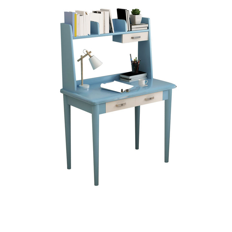 Modern Writing Desk with Storage and Drawer Solid Wood Desk with Chair