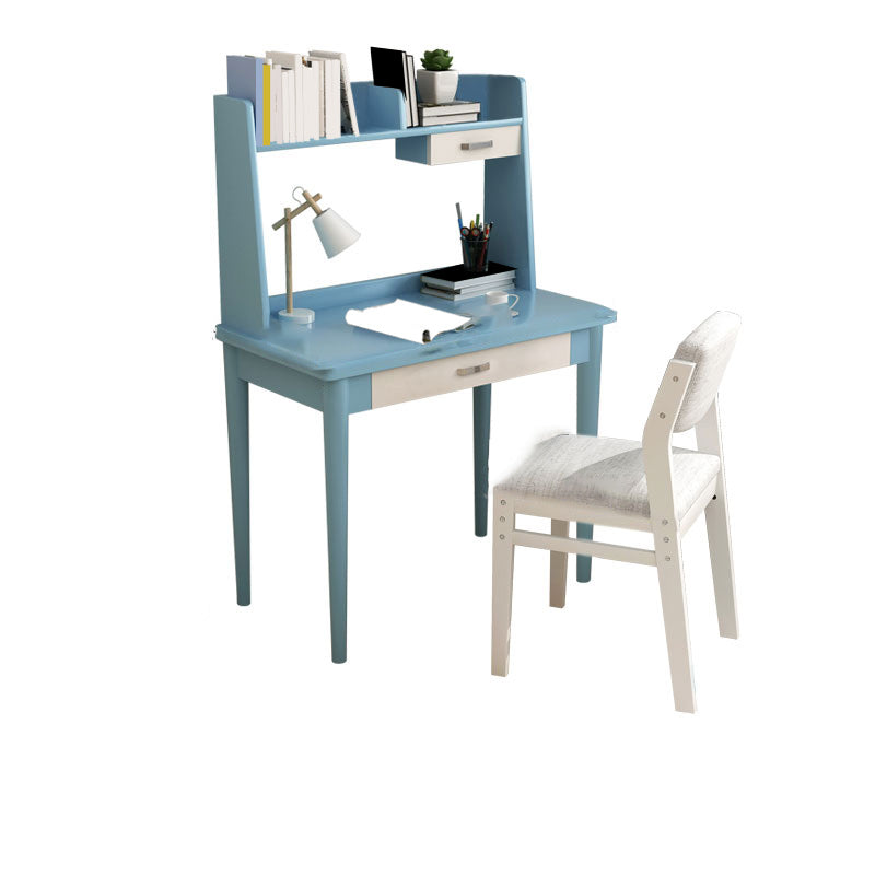 Modern Writing Desk with Storage and Drawer Solid Wood Desk with Chair