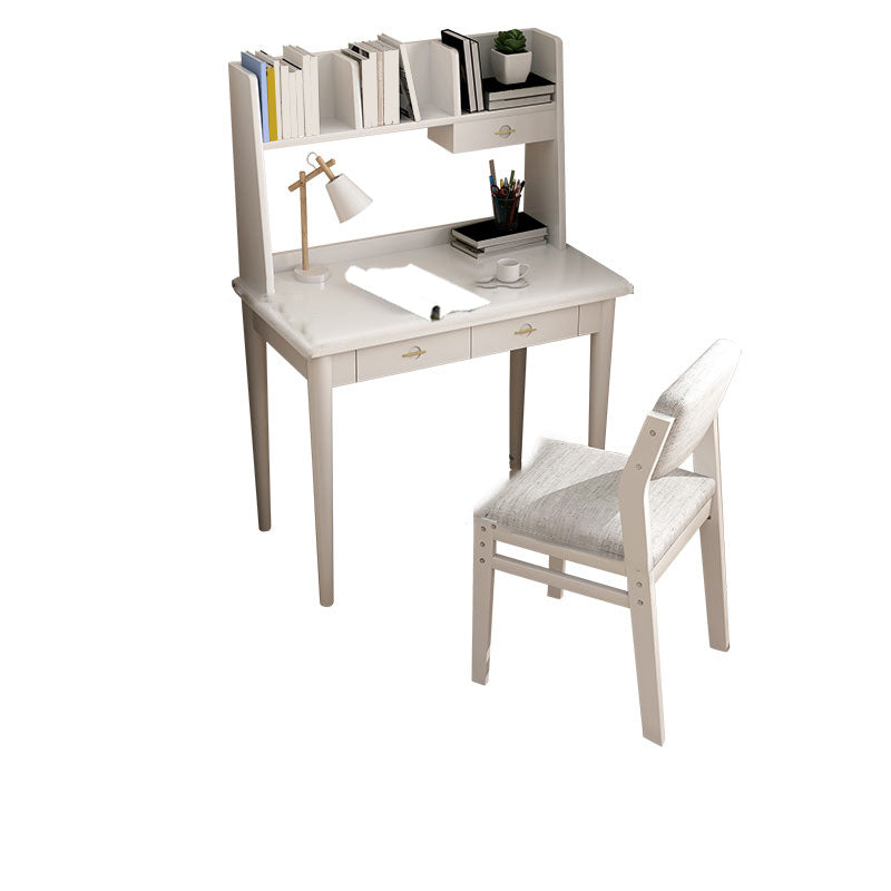 Modern Writing Desk with Storage and Drawer Solid Wood Desk with Chair