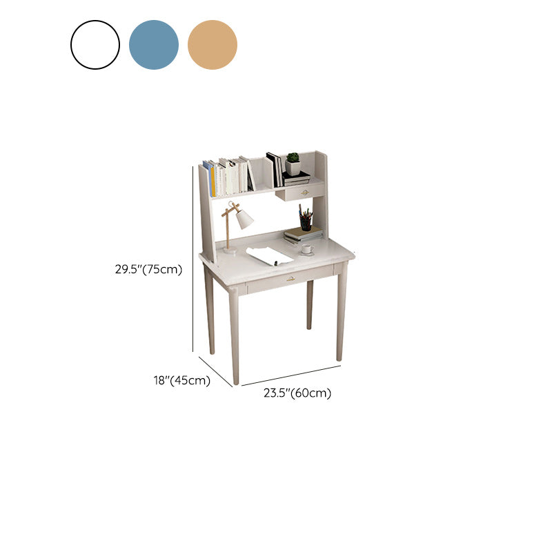 Modern Writing Desk with Storage and Drawer Solid Wood Desk with Chair