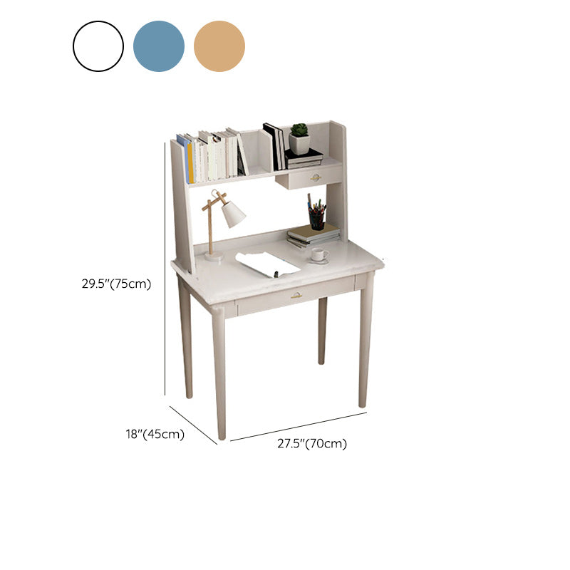 Modern Writing Desk with Storage and Drawer Solid Wood Desk with Chair