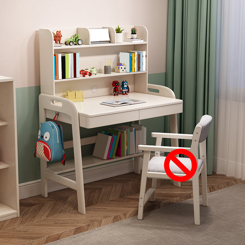 Wood Writing Desk with Storage Shelves Lifting Kids Desk and Chair