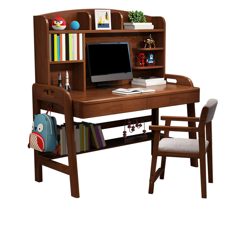 Modern Rubber Wood Study Desk Multifunctional Lifting Desk with Drawer Home Computer Desk