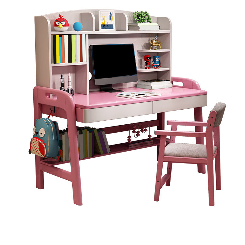 Modern Rubber Wood Study Desk Multifunctional Lifting Desk with Drawer Home Computer Desk