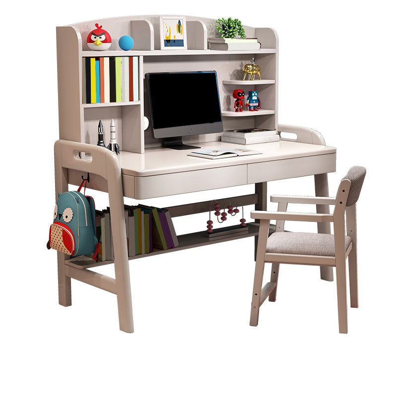 Modern Rubber Wood Study Desk Multifunctional Lifting Desk with Drawer Home Computer Desk