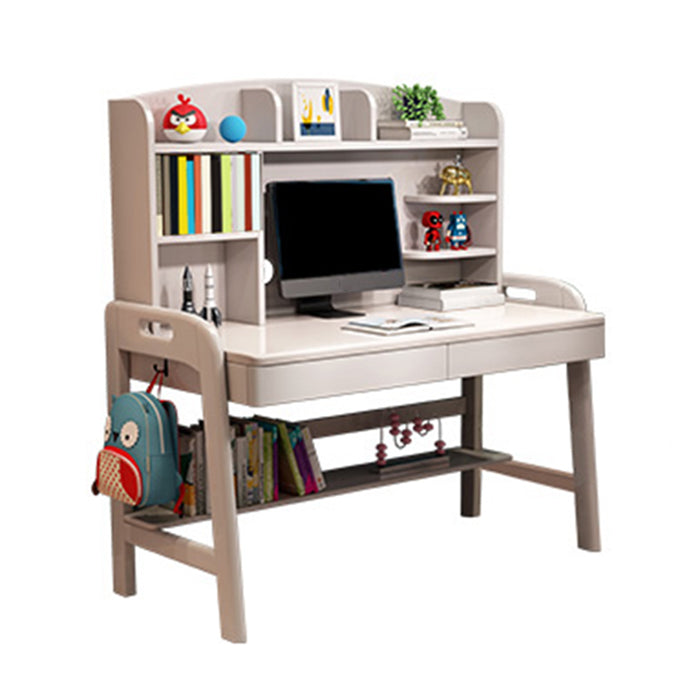 Modern Rubber Wood Study Desk Multifunctional Lifting Desk with Drawer Home Computer Desk