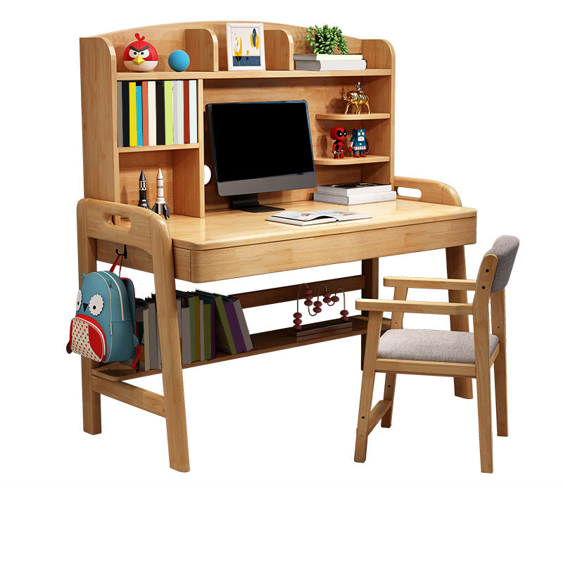 Modern Rubber Wood Study Desk Multifunctional Lifting Desk with Drawer Home Computer Desk