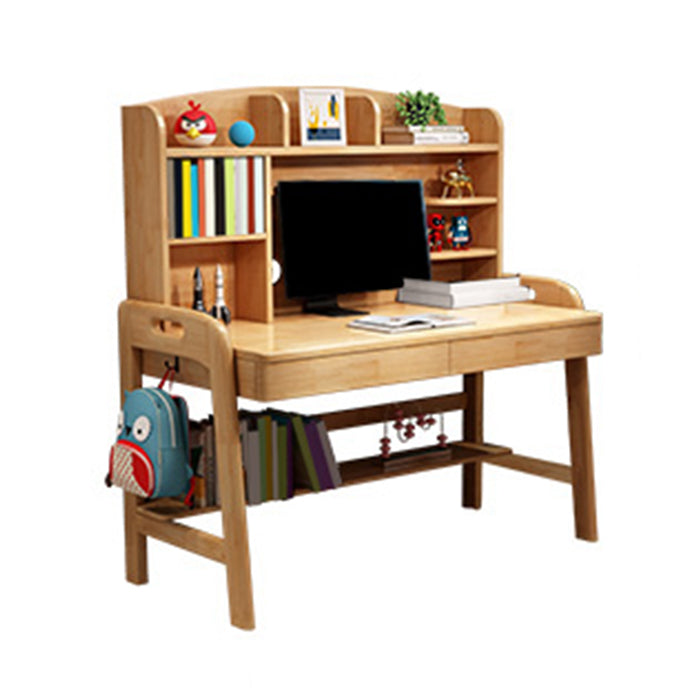 Modern Rubber Wood Study Desk Multifunctional Lifting Desk with Drawer Home Computer Desk