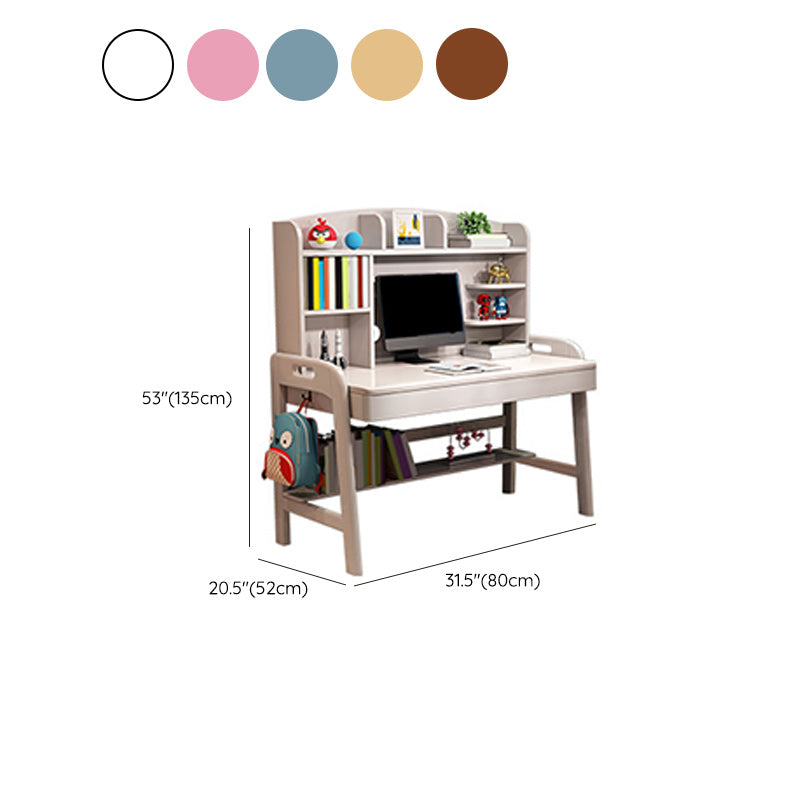 Modern Rubber Wood Study Desk Multifunctional Lifting Desk with Drawer Home Computer Desk