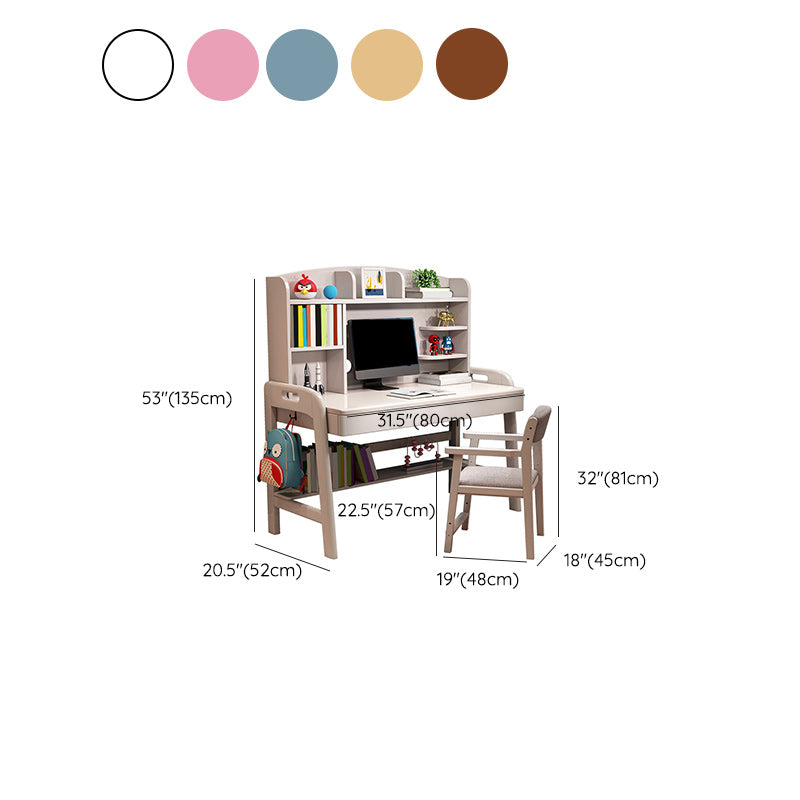 Modern Rubber Wood Study Desk Multifunctional Lifting Desk with Drawer Home Computer Desk