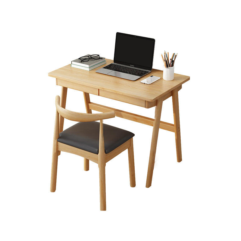 Modern Solid Wood Desk with Chair Study Desk Home Desk with Drawer Student Table