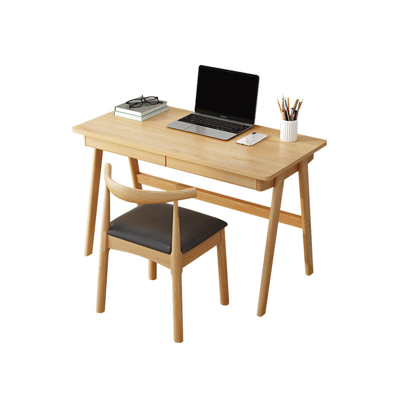 Modern Solid Wood Desk with Chair Study Desk Home Desk with Drawer Student Table